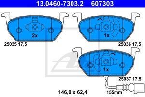 Remmenset, remschijf ATE, Remschijftype: Geventileerd, Inbouwplaats: Vooras, u.a. für Seat, VW, Audi