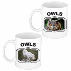 2x Dieren vogels Uilen prints drink mokken 300 ml