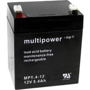 multipower PB-12-5,4-4,8 Loodaccu 12 V 5.4 Ah Loodvlies (AGM) (b x h x d) 90 x 107 x 70 mm Kabelschoen 4.8 mm Onderhoudsvrij, Geringe zelfontlading