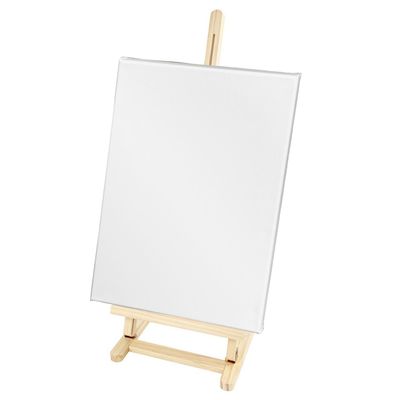 Houten schildersezel 76 cm tafelmodel met canvas doek 42 x 60 cm