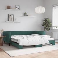 Slaapbank met onderschuifbed 100x200 cm fluweel donkergroen