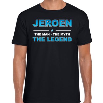 Naam cadeau t-shirt Jeroen - the legend zwart voor heren