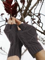 Vintage Statement Plain Diamond Fingerless Casual Gloves - thumbnail
