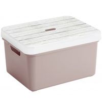 Opbergbox/opbergmand oudroze 32 liter kunststof met deksel - Opbergbox - thumbnail