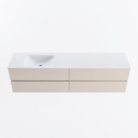 MONDIAZ VICA 190cm badmeubel onderkast Linen 4 lades. Wastafel CLOUD links 1 kraangat, kleur Talc.