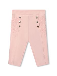 Chloé Kids pantalon en coton biologique à logo brodé - Rose