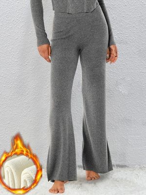 Casual Pit Texture Plain Plush Pants