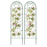 Rankgitter Metaal 2-delige set Decoratieve Tuinhek Vrijstaande Klimsteun 180 cm x 50 cm Groen