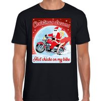 Fout kerst shirt voor motorliefhebbers hot chicks zwart heren - thumbnail