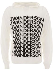 JW Anderson hoodie en mérinos à logo imprimé - Blanc