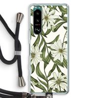 Wit bloemenpatroon: Sony Xperia 5 III Transparant Hoesje met koord