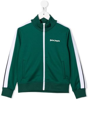 Palm Angels Kids veste bomber zippée à logo imprimé - Vert