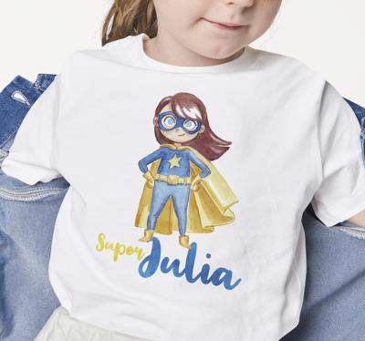 Kinder t-shirt Meisje superheld gepersonaliseerd
