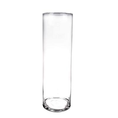 Hoge glazen cilinder bloemenvaas - H50 x D15 cm - Transparant