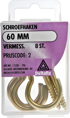 Schroefhaak 60mm vermess 8st - Deltafix