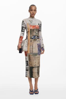 Nauwsluitende collagejurk - MATERIAL FINISHES - XL