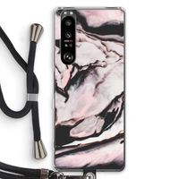 Roze stroom: Sony Xperia 1 III Transparant Hoesje met koord