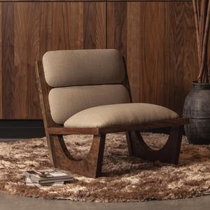 BePureHome Fauteuil Opulent Bouclé en Acaciahout - Naturel