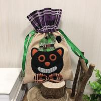 Zwarte kat patroon Halloween decoraties creatieve cartoon snoep geschenken Kids koord tote tas
