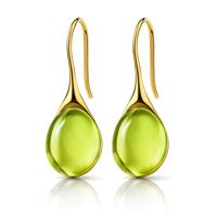 LGT JWLS Druppel Oorbellen voor Dames - Verguld met Groene Zirkonia Druppelstenen