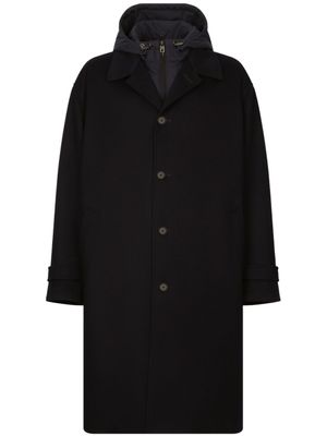 Dolce & Gabbana manteau boutonné à capuche - Noir