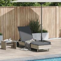 Ligbed met wielen en kussens poly rattan lichtgrijs