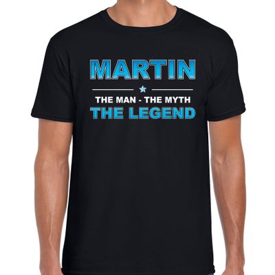 Naam cadeau t-shirt Martin - the legend zwart voor heren