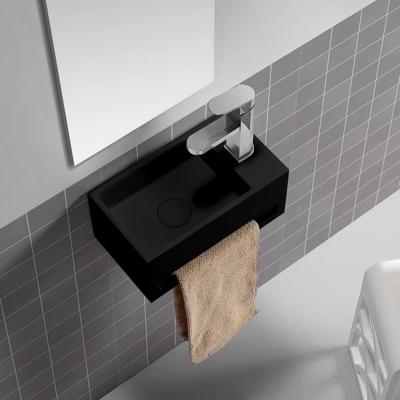 SaniClear Bali fontein links 36x20 cm solid surface zwart mat