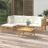 5-delige Loungeset met kussens bamboe crèmewit