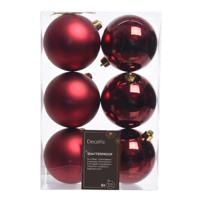 Decoris Kerstballen - 6x st - donkerrood - 8 cm - kunststof - kerstversiering