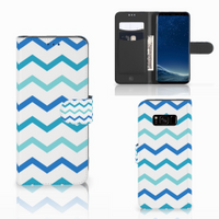 Samsung Galaxy S8 Telefoon Hoesje Zigzag Blauw - thumbnail