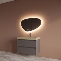 Badmeubelset BWS Riga Met Lako Wastafel Cappuccino 80 cm Leigrijs Boss & Wessing