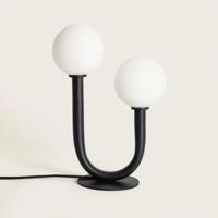 Tafellamp zwart met opaalglas 2x G9 fittingen &apos;Lombardo&apos;