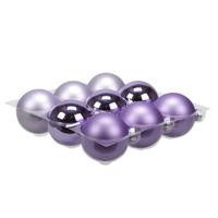 Othmar Decorations Kerstballen - 9 st - glas - paars - mat-glans - 10 cm   - - thumbnail