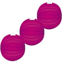 Lampion - 6x - fuchsia roze - 22 cm - papier - thumbnail