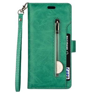 iPhone 15 Pro hoesje - Bookcase - Koord - Pasjeshouder - Portemonnee - Rits - Kunstleer - Turquoise