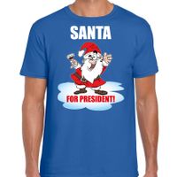 Santa for president Kerst t-shirt / Kerst outfit blauw voor heren