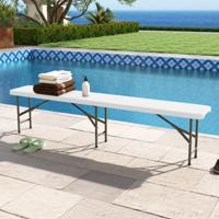 Opvouwbare Biertentbank 180 x 30 x 43cm Opvouwbare Kunststof Biertentbank met Draaggreep Wit