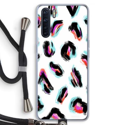 Cheetah color: Oppo A91 Transparant Hoesje met koord