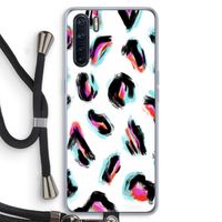 Cheetah color: Oppo A91 Transparant Hoesje met koord