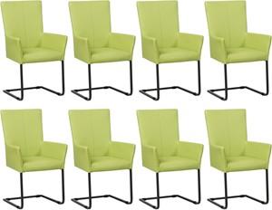 Set van 8 Felgroene leren industriële eetkamerstoelen Dare - poot vierkant zwart - Toledo Leer Lime (felgroen leer)