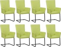 Set van 8 Felgroene leren industriële eetkamerstoelen Dare - poot vierkant zwart - Toledo Leer Lime (felgroen leer)