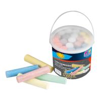 Happy people stoepkrijt - multicolor - 40x stuks - met emmer - krijt - tekenen/kleuren