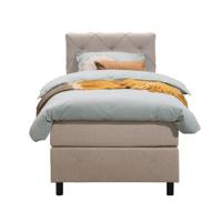 Leen Bakker - Boxspring Liv Geruit - 90x200 Cm - Ronde Poot - Stof - Beige