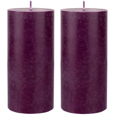 3x stuks paarse cilinderkaarsen/ stompkaarsen 15 x 7 cm 50 branduren