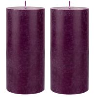 3x stuks paarse cilinderkaarsen/ stompkaarsen 15 x 7 cm 50 branduren