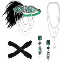 Vintage Jaren 1920 Gatsby Jaren '20 flapper hoofdband Accessoireset Ketting Oorbel Charleston Dames Veer Modieus Maskerade Festival Handschoenen Lightinthebox - thumbnail