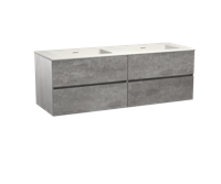 Storke Edge zwevend badmeubel 150 x 52 cm beton donkergrijs met Mata dubbele wastafel in mat witte solid surface - thumbnail