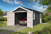 Outdoor Life Dillon Blokhut 320x560 cm 34 mm vuren Carbon Grey-Wit gecoat- Zadeldak- - Outdoor Life Outdoor Life Dillon Blokhut 320x560 cm 34 mm vuren Carbon Grey-Wit gecoat- Zadeldak- - Outdoor Life