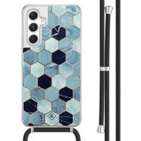 Samsung Galaxy A54 hoesje met koord - Blue cubes